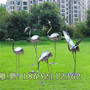 抚州镜面火烈鸟不锈钢景观雕塑