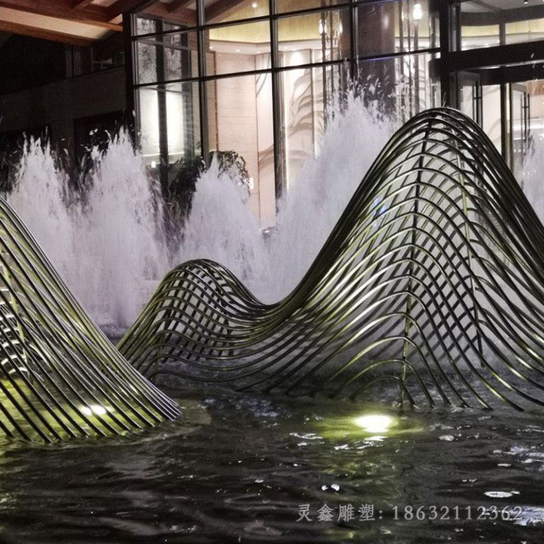 鹰潭不锈钢假山标志雕塑
