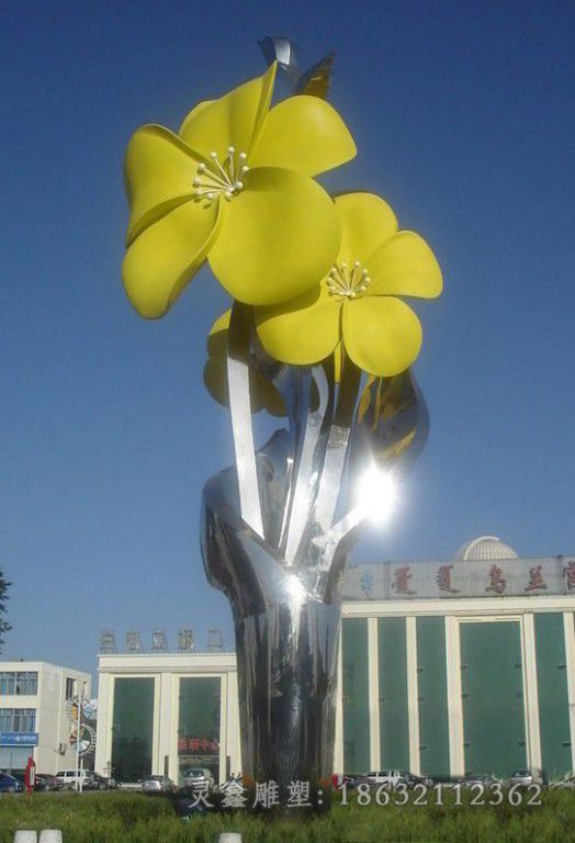 萍乡花朵标志不锈钢抽象雕塑