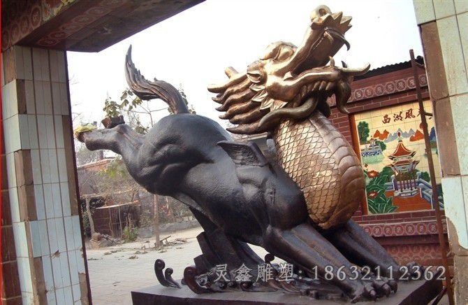 萍乡神兽麒麟动物城市铜雕