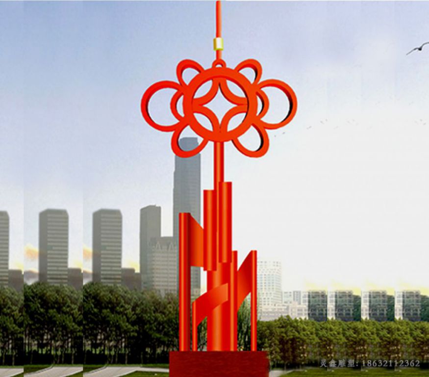 抚州不锈钢抽象中国结景观雕塑