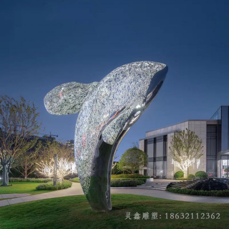 不锈钢发光鱼城市雕塑