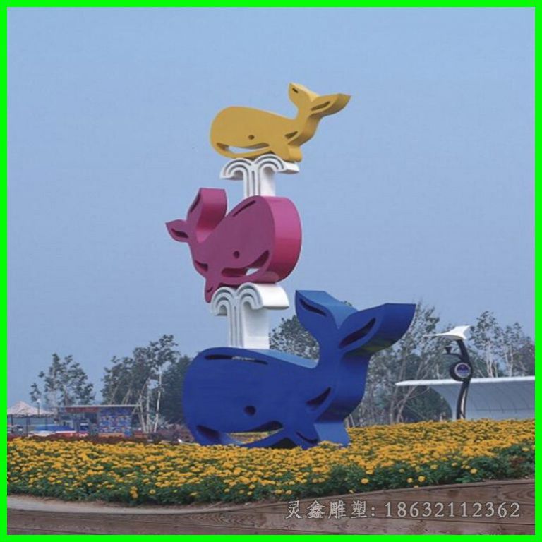 不锈钢彩绘鱼城市雕塑