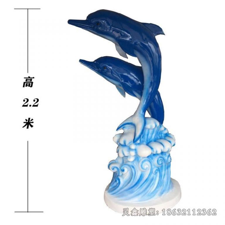 不锈钢彩绘海豚户外雕塑