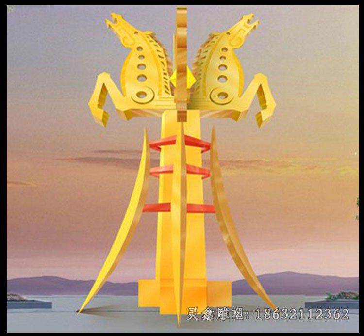 锈钢飞马皇冠公园景观雕塑