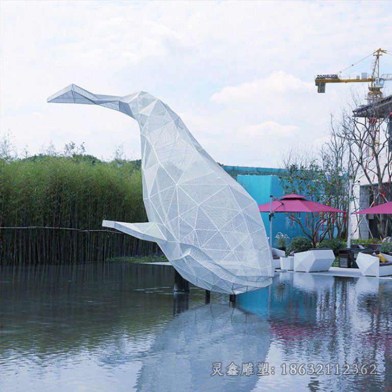 不锈钢几何鱼广场雕塑