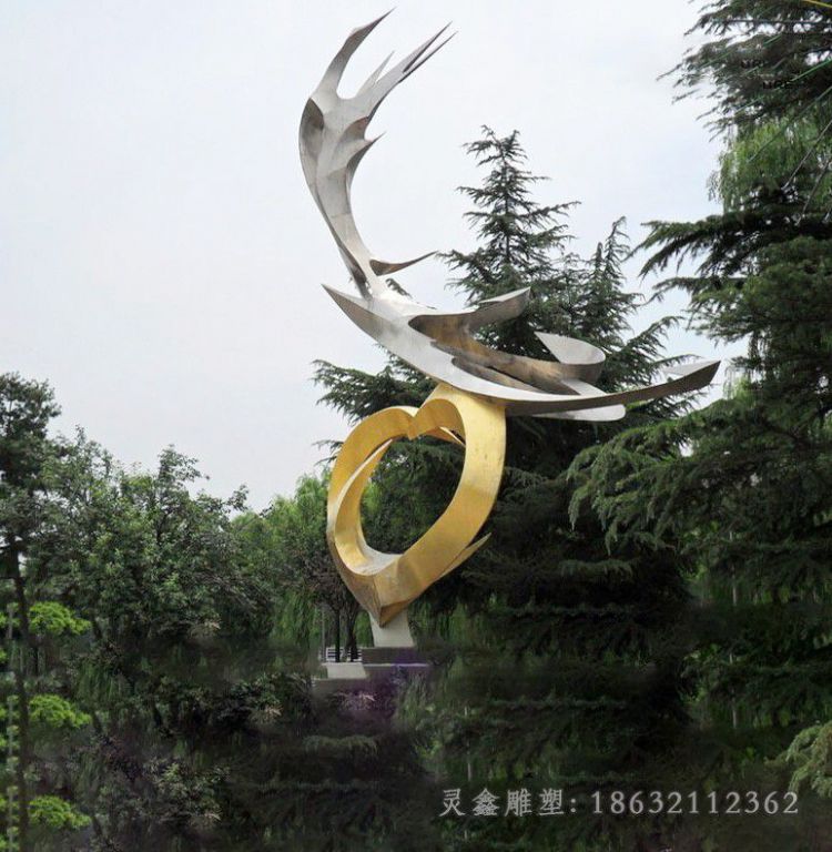 爱心大雁抽象不锈钢雕塑