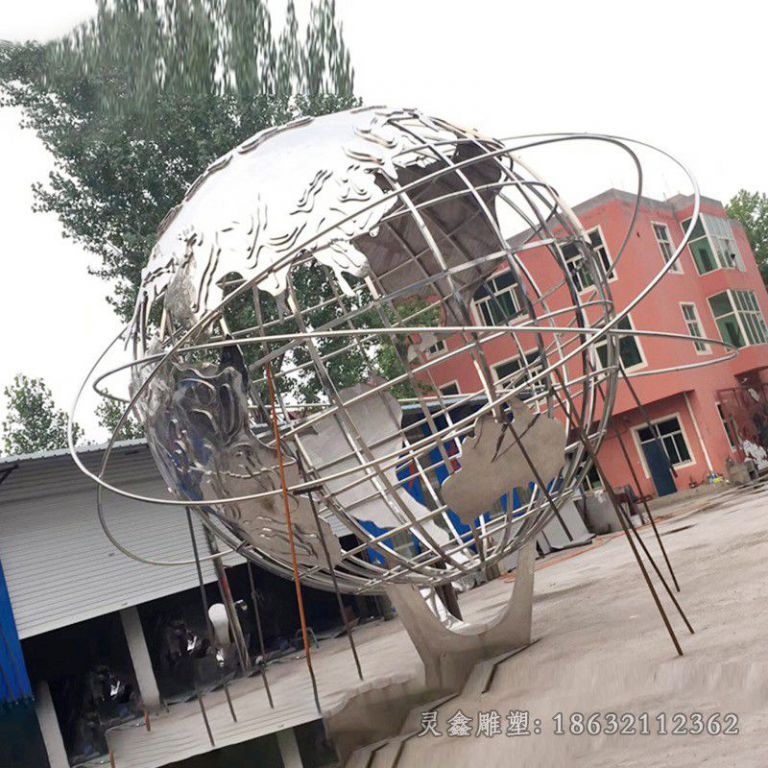 不锈钢抽象地球仪广场雕塑
