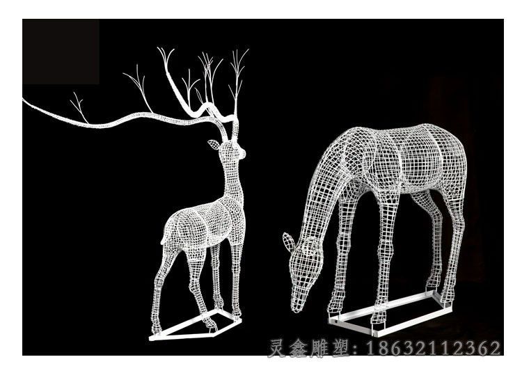 不锈钢叉角小鹿景区雕塑
