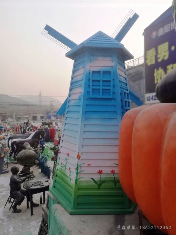 不锈钢大风车园林雕塑