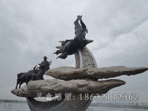 牛郎织女户外人物铜雕