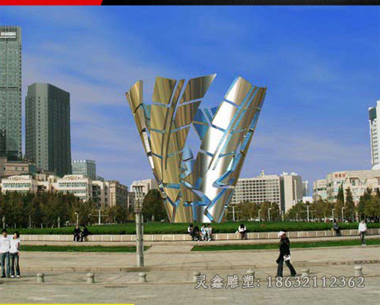 不锈钢v型广场景观雕塑