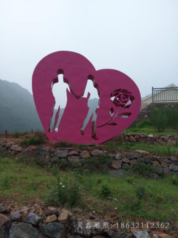 不锈钢爱情心形校园雕塑