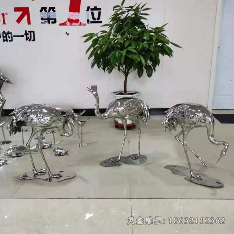 不锈钢镜面白鹭广场雕塑
