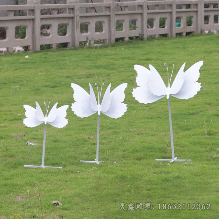 不锈钢白色蝴蝶广场雕塑