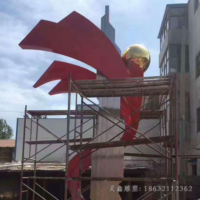 不锈钢彩带公园景观雕塑