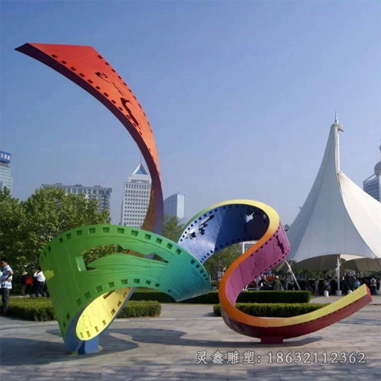 不锈钢彩带别墅景观雕塑
