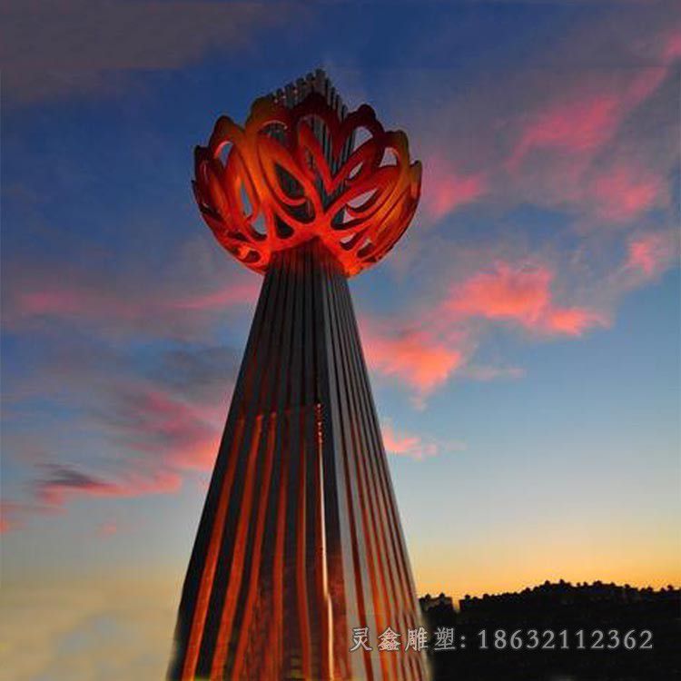 不锈钢彩色花朵广场雕塑