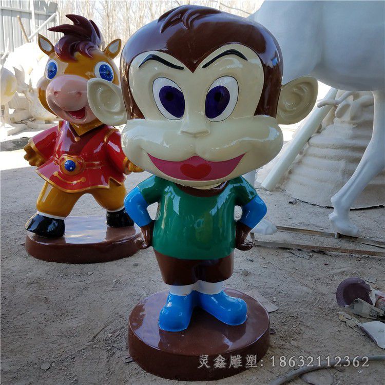 不锈钢彩色小猴广场雕塑