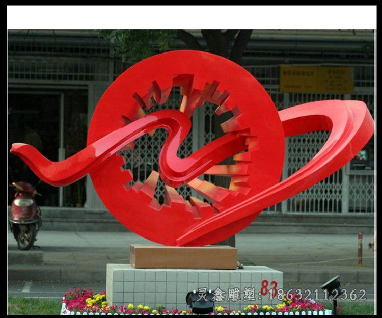 不锈钢齿轮街边景观雕塑