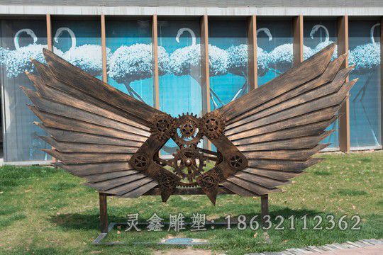 不锈钢抽象翅膀公园雕塑