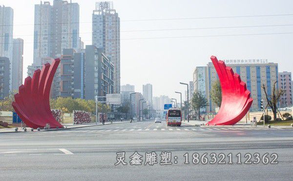不锈钢抽象翅膀户外雕塑