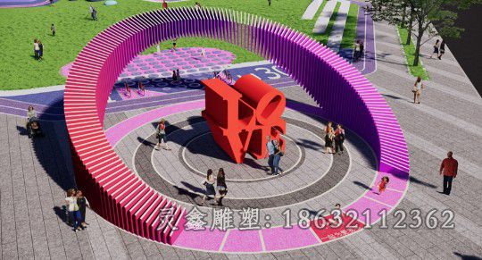 不锈钢彩绘爱心户外雕塑