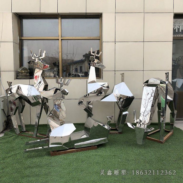 几何鹿景区不锈钢雕塑