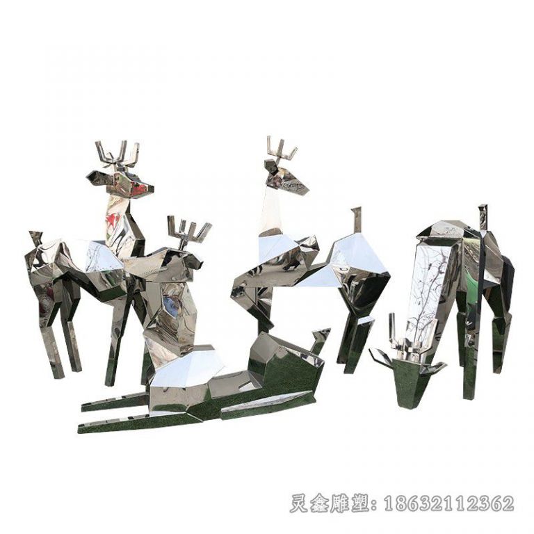 几何鹿别墅不锈钢雕塑