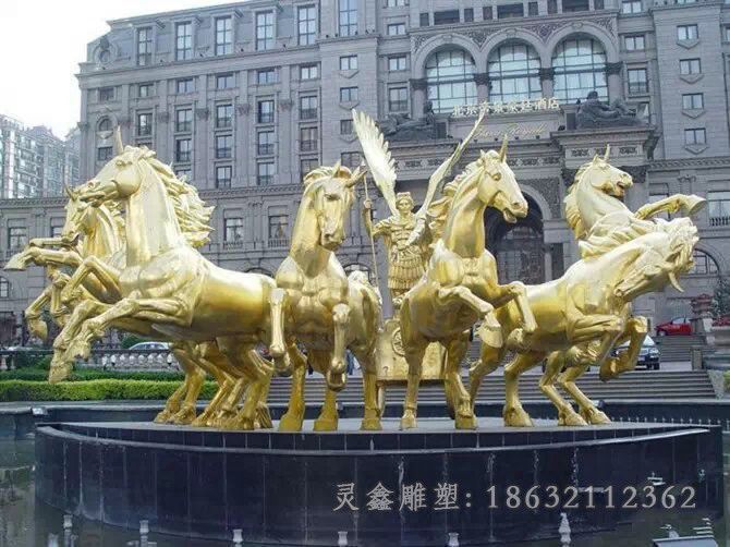 八马奔腾商场景观铜雕