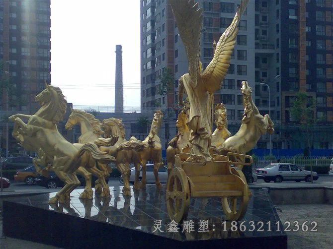 八马奔腾庭院动物铜雕