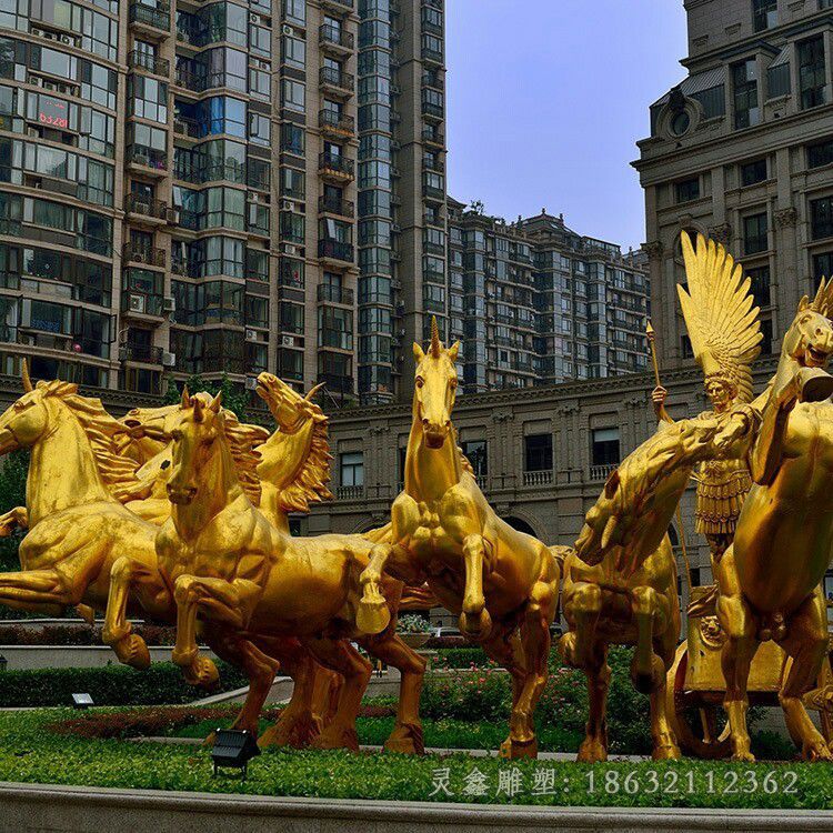 八马奔腾别墅动物铜雕