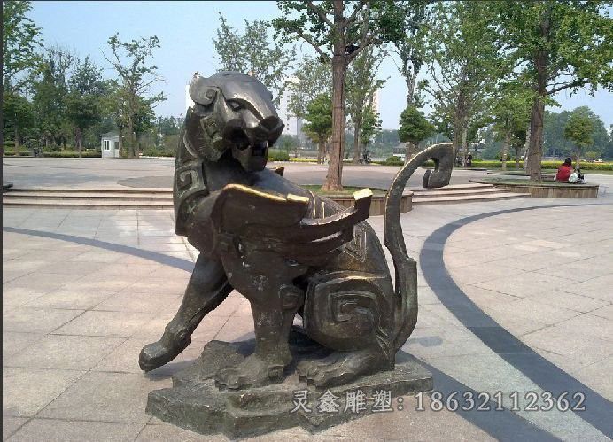 抽象豹子公园动物铜雕