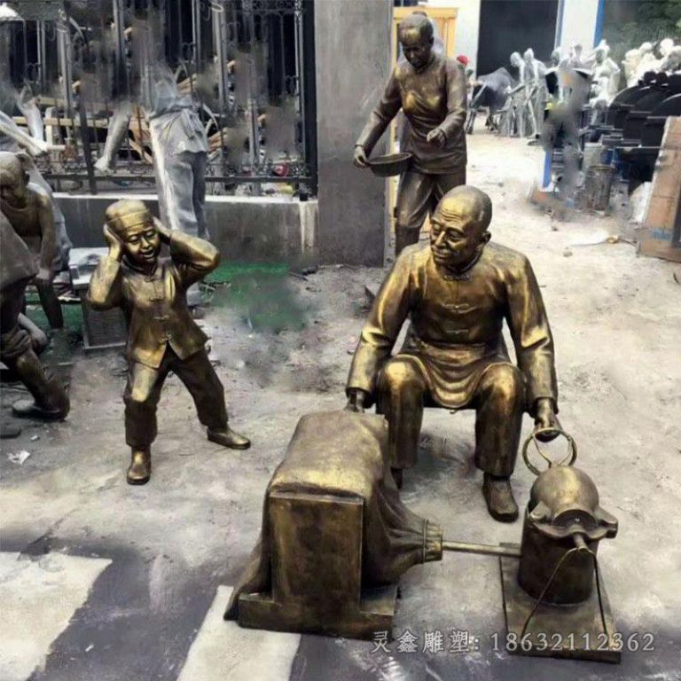 民俗爆米花公园人物铜雕