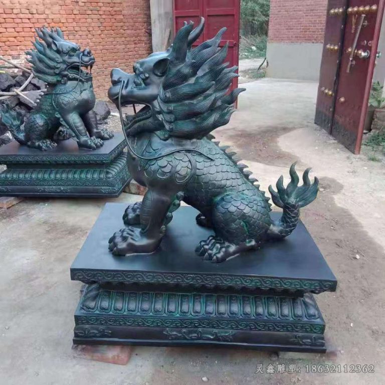 青铜麒麟城市动物铜雕