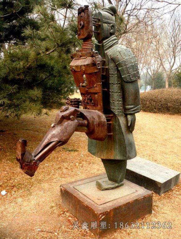 兵马俑广场抽象人物铜雕