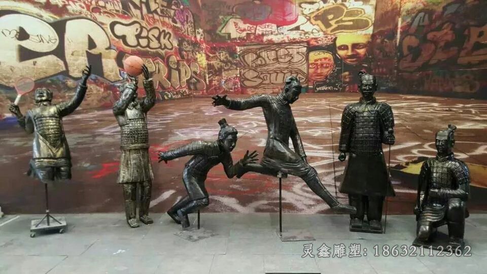 兵马俑园林抽象人物铜雕