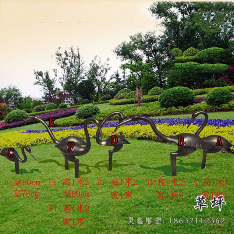 抽象仙鹤景区景观铜雕