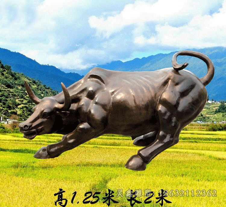 华尔街牛街边景观铜雕