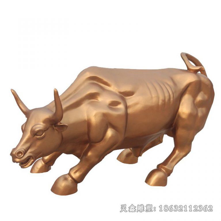 古铜色华尔街牛街边铜雕