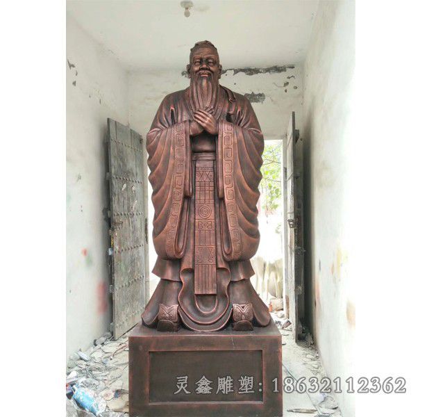 古代孔子商场人物铜雕