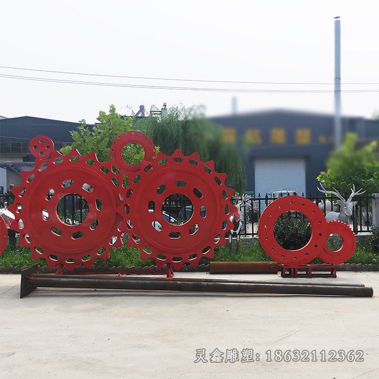 不锈钢彩绘齿轮广场雕塑
