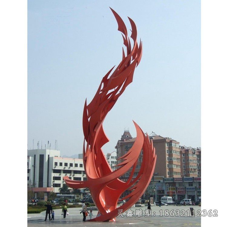 不锈钢彩绘翅膀城市雕塑