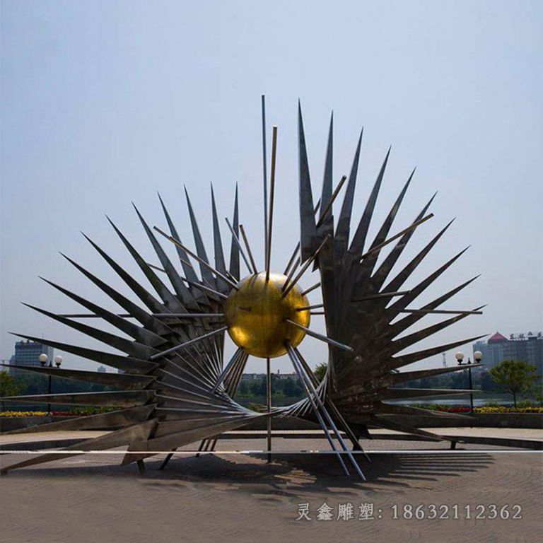 不锈钢镜面翅膀校园雕塑
