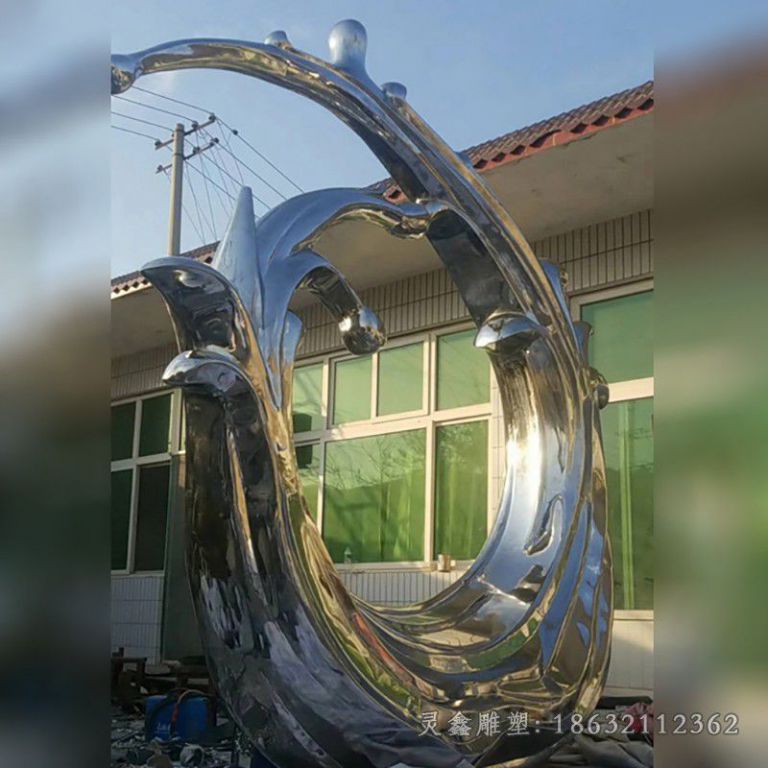 不锈钢镜面海浪广场雕塑