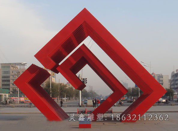 不锈钢红色城市景观雕塑
