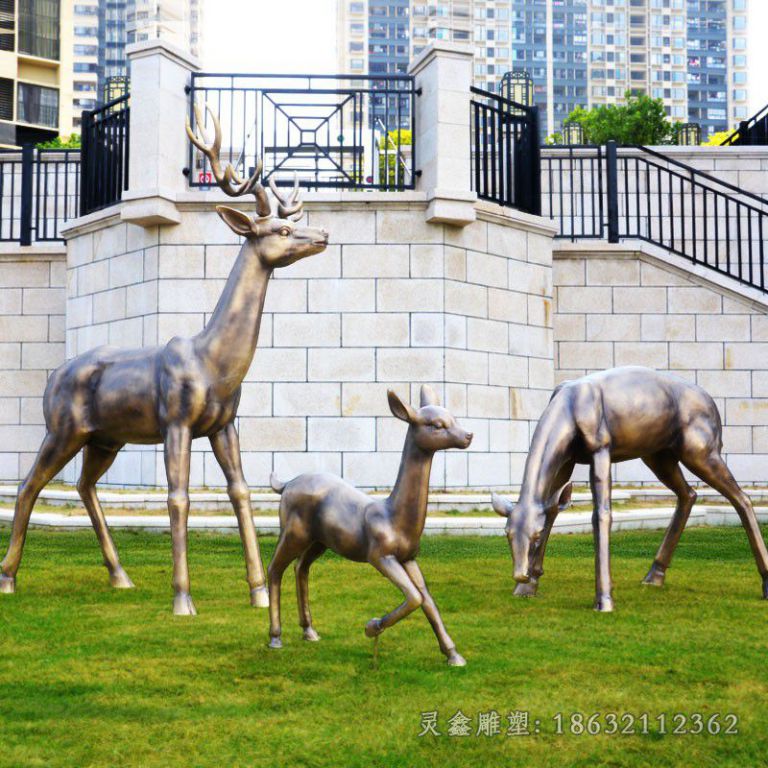 动物鹿城市景观铜雕
