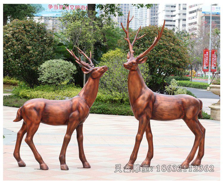 动物鹿公园景观铜雕