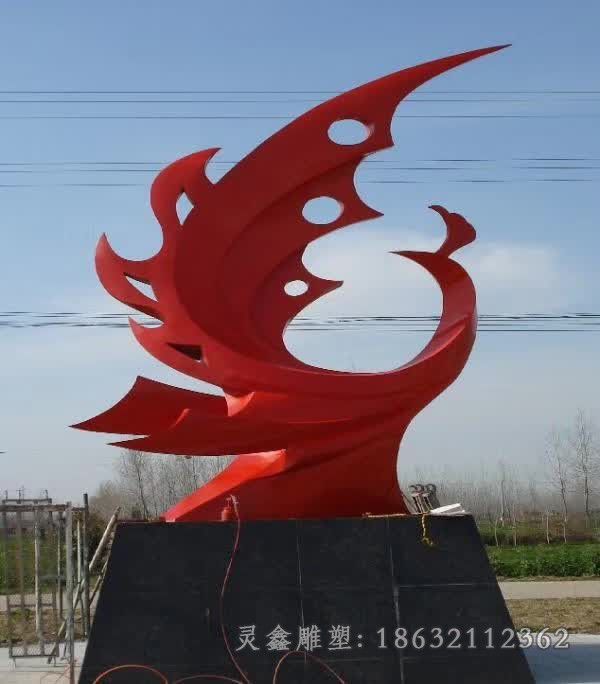 不锈钢红色凤凰公园雕塑