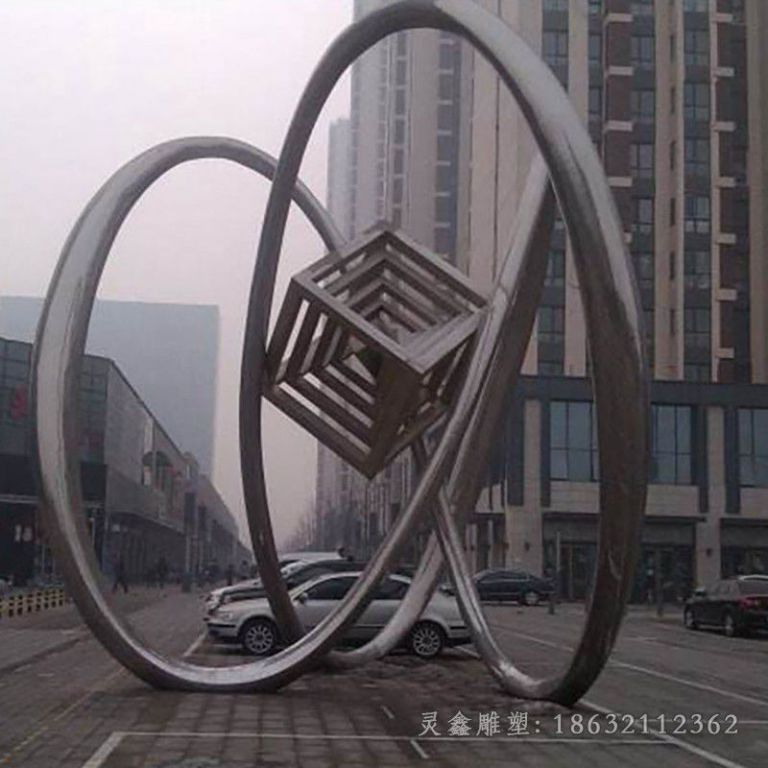 不锈钢抽象方块广场雕塑